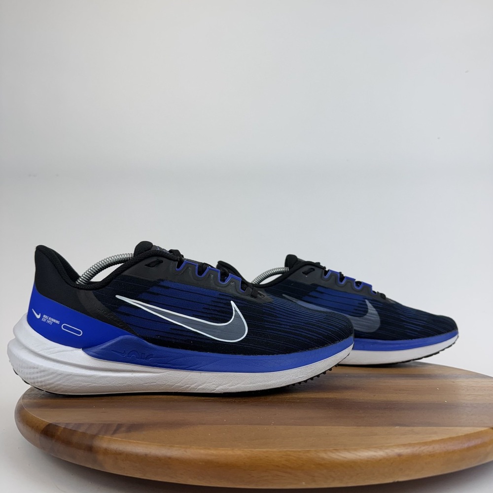 Mens Nike Winflo 9 Black Old Royal Comfort Athletic Running Sneakers Size 10.5 M